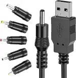 Ancable DC 5V Kabel, USB auf DC Ladekabel Set, 1m USB auf 5.5x2.1mm DC Kabel mit 5 Adapter (5.5x2...