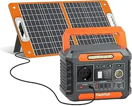 FlashFish 230Wh Tragbare Powerstation mit Solarpanel 60W, Solar Generator 300W(S
