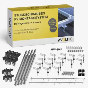 PV Halterung Blechdach Montageset – Balkonkraftwerk – inkl. 200 mm Stockschraube