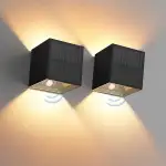 2 Stück Solarlampen für Außen mit Bewegungsmelder - Solar Wandleuchte Aussen IP65 Wasserdicht solar Wandlampe mit Einstellbar Abstrahlwinkel Solar Lampe Warmweiß Garten Solarleuchten