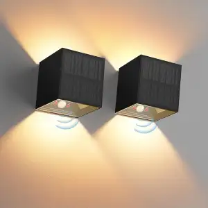 2 Stück Solarlampen für Außen mit Bewegungsmelder - Solar Wandleuchte Aussen IP6