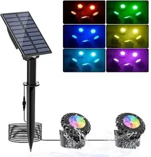 RGB Teichbeleuchtung Solar, IP68 Wasserdicht Unterwasser Licht Solar Farbwechsel