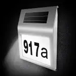 Edelstahl Hausnummer Solar Beleuchtete 2 LEDs Solarhausnummer mit Dämmerungsschalter IP65 Wasserdicht Außen mit Nummern 0-9 & Buchstaben A-H