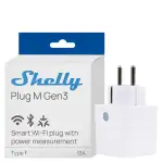Shelly Plug M Gen3 Weiß - WLAN & Matter Smarte Steckdose, Leistungsmessung, 13A, 3000W, Zeitschaltuhr, Stecker, Smart Home Stecker, Alexa & Google, Apple HomeKit, Kein Hub Erforderlich