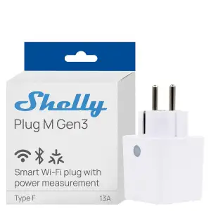 Shelly Plug M Gen3 Weiß - WLAN & Matter Smarte Steckdose, Leistungsmessung, 13A,