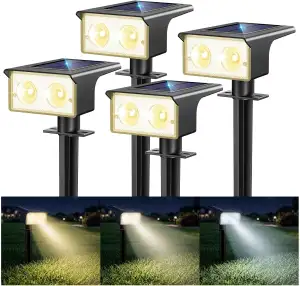 btfarm 4 Stück Solarlampen für Außen, 3000/4500/6000K Solarstrahler für Außen Ga