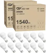 GY E27 LED Ultrahelle Energiespar Glühbirne, 14W Glühbirne E27, Ersetzt 100W lampe, A60 LED Birne 1540LM, 3000K Led Warmweiss, 280° Abstrahlwinkel Energiesparlampe, Nicht Dimmbar, 12 Stück