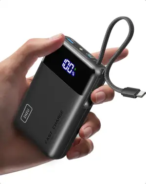 INIU 45W Power Bank, Ultra Klein 20000mAh Powerbank iPhone mit Integriertem USB-C Kabel, Schnellladen Externe Handyakkus Mini, Klein Aber Stark für iPhone 17 16 15 Pro, Samsung S22, Xiaomi, iPad etc