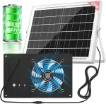 Solar Ventilator mit 15000mAh Akku & Timer, 25W 3500RPM Hochgeschwindigkeits Solar Abluftventilator, Leiser & Wasserdichter Lüfter für Hühnerstall, Gewächshaus, Schuppen & Tierhaus