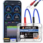 ANCEL BM200Blue Batterie Monitor für 12V Lithium(LiFePO4) & Bleibatterien(Nass,EFB,AGM,Gel), Auto Batteriewächter Bluetooth Batterietester mit Start-&Lade Test, Alarm, Record Voltage History