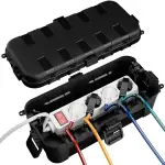 RESTMO Medium wasserdichte Kabelbox für den Außenbereich, IP54 wasserdicht, Wetterfeste Kabelbox, Ideal zum Schutz von Verlängerungskabeln, Steckdosenleisten und Winkelsteckern(29cm×13,2cm×10)-Schwarz
