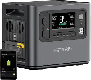 AFERIY Portable Powerstation 2400W, 2048Wh LiFePO4 Batterie, 1,7 Stunde Schnelll