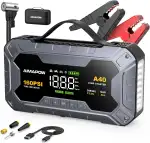 AIMAPOW Starthilfe Powerbank für Pkw mit Kompressor 8000A 160PSI,27000mAh Auto Starthilfe Powerbank für All Benzin und 12.0L Dieselmotor,Starter Powerbank Eingang/Ausgang und 600LUM LED-Licht