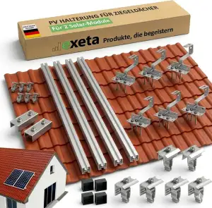Solar Halterung Ziegeldach I Set für 2 PV Module 30-40mm I Solarmodul Halterung 