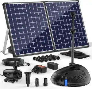 Biling 50W Teichfilter Solar Teichpumpe mit Filter 2100 L/H Solar Filterpumpe Te