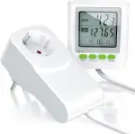 CSL-Computer Stromkostenmessgerät mit Kabelverlängerung und Stromkostenmonitor, Datum, Uhrzeit, Kosten, CO2-Einstellungen, 3680 W