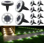 iBaycon 12 Stück Solar Bodenleuchten Aussen,2-in-1 Solarlampen für Außen Garten wasserdicht,6000K Weiß 8 LED Solarleuchten Gartenbeleuchtung für Boden Weg Rasen Gehweg Patio Einfahrt