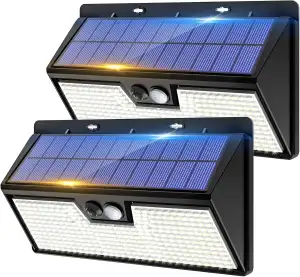 vighep Solarlampen für Außen mit Bewegungsmelder, 318 LED Superhelle Solarleucht
