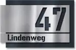 Metzler Individuelle Hausnummer aus Edelstahl - Hausnummernschild in Anthrazit RAL 7016 - Türschild mit ausgelaserter Hausnummer - Kratzfest und Robust - Made in Germany - 3D Effekt - Größe: 27x17,5cm