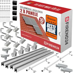 SET 2x PV-Module, PV, Photovoltaik, Aufständerung, Ziegeldach, Dachhalterung, Be