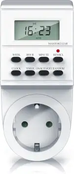 Digitale Zeitschaltuhr - Timer mit 1,5 Zoll LCD-Display - 3680W Steckdosenschalter - 8 on Off Programme - Zufallsschaltung - 12 24h-Modus - integrierter Berührungsschutz - Steckdose - Weiß