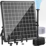 Biling 25W Solar Springbrunnen für außen, 1200L/H Solar Teichpumpe mit Filter, 4 Düsen 2M Wasserleitung 5M Kabel DIY Wasserspiel, Solar Brunnenpumpe für Teich Garten Wasserfall Pool