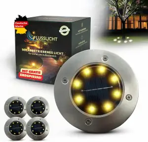 Solar Bodenleuchten Außen 4er Set warmweiß – Stimmungsvolle Gartenbeleuchtung | 