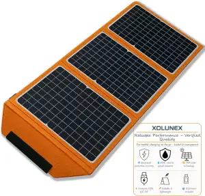 Faltbares Solarpanel 30W mit USB-Tester – Xolunex Solar Ladegerät mit USB & DC (
