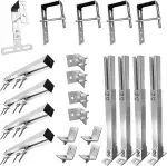 Balkonkraftwerk Halterung Geländer Befestigung für 2 Solarmodule und ein Wechselrichter Photovoltaik | ECKIG | Set | Neigungswinkel 0° & 25-45°| Durchmesser bis 80mm, Silber PV