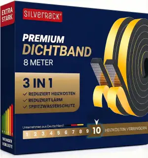 SilverRack 8m Dichtungsband selbstklebend Schwarz [12 mm x 6 mm] - Schaumstoff K