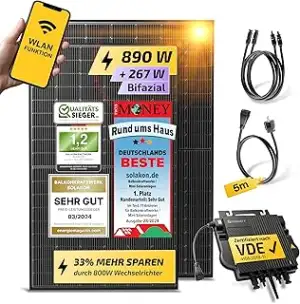 Solakon 900W Balkonkraftwerk - Balkonkraftwerk 800W komplett Steckdose - neueste