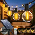 btfarm Solar Lichterkette Aussen mit Fernbedienung, 20M 25+2LED Lichterkette Außen Solar, G40 Glühbirnen Wetterfest 8 Modi Solarlichterkette Outdoor für Garten Balkon Party Hochzeit Deko, Warmweiß