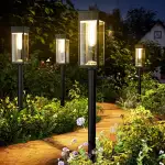 Solarlampen Außen Garten,Garten Solarleuchten Aussen 4 Stücke mit Längere Arbeitzeit, IP65 Wassserdicht Solar Gartenlampe, Extrem Helle Outdoor Solar Lights für Terrase Warmes Weiß