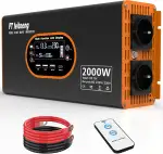 Wechselrichter 2000W 12V auf 230V Reine Sinuswelle - Spannungswandler LCD Display mit 2 EU-Steckd...