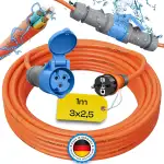 maxgo 1m Camping Adapter Schuko Auf CEE 230v 16a 3x2,5 H07BQ-F Stromadapter Stromkabel Landstromanschluss Adapterkabel Verlängerungskabel Kabel Wohnmobil Schukostecker Mennekes Campingkupplung