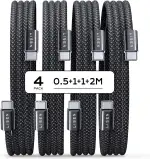 LISEN 60W USB C Kabel, [4er Pack, 0,5M 1M 1M 2M] USB C auf USB C Kabel Set, PD 3.0 Schnellladekabel USB C für iPhone 17 Pro Max Zubehör,iPhone 16 15,Switch,Samsung Galaxy S25,Pixel,MacBook,iPad,Xiaomi