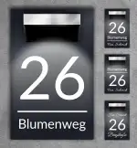 Premium Hausnummer beleuchtet mit LED Solar - RGB - inkl. 11 Farben | individuell anpassbar | Acrylglas Anthrazit Matt | Wetterfest H1027 - Anthrazit