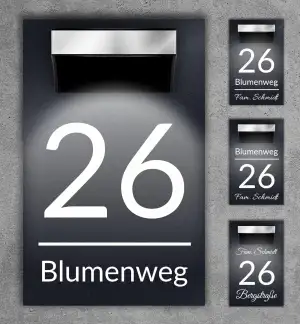 Premium Hausnummer beleuchtet mit LED Solar - RGB - inkl. 11 Farben | individuel