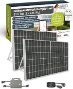 SCHWAIGER Balkonkraftwerk Komplettset 830 Wp I 2× 415 Wp Solarpanels inkl. Ständerwerk, 800W WiFi...
