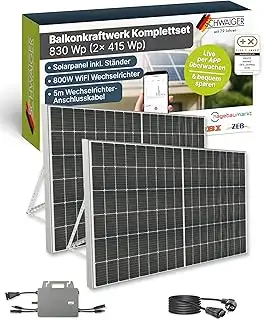 SCHWAIGER Balkonkraftwerk Komplettset 830 Wp I 2× 415 Wp Solarpanels inkl. Ständ