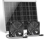 Solar Ventilator, 15W Solarpanel Ventilator mit Zwei IP67 Wasserdicht für Kleine Hühnerställe, Gewächshäuser, Schuppen, Tierhäuser, Ansaug- oder Abluft