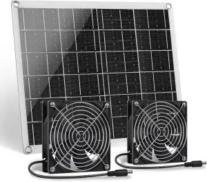 Solar Ventilator, 15W Solarpanel Ventilator mit Zwei IP67 Wasserdicht für Kleine
