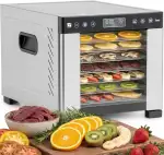 G21 Kona Dörrautomat Edelstahl mit 7 Edelstahl Gittern + 7 feinen Trocknungseinsätzen– Dörrgerät für Obst und Gemüse 35–75°C, 48h Timer, 0,48 m² Trockenfläche, 600W, Food Dehydrator