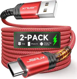 JSAUX USB C Kabel 3.1A [2 Stück 2M], Ladekabel USB C Nylon Geflochten Schnelllad