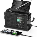 Kurbelradio DAB/UKW, Tragbare Solar Notfallradio mit 12000mAh Wiederaufladbare Powerbank, 2,4 "großes Farbdisplay, LED Taschenlampe & Leselicht, DAB+ Baustellenradio mit Bluetooth & SOS für Wandern