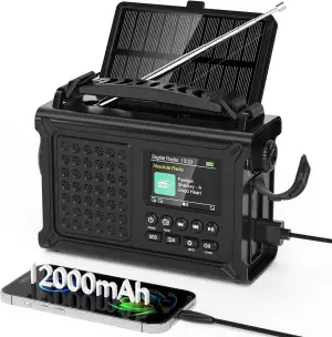 Kurbelradio DAB/UKW, Tragbare Solar Notfallradio mit 12000mAh Wiederaufladbare P