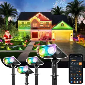 Linkind 4er Intelligent Solar Strahler für Außen RGBTW, MPPT Solar-Tech, 16Mio. 