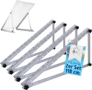 Solarmodul Halterung Alu 118 cm 46“ 4er Set 2 Paar - bis 600W - 0-90° Winkel ein