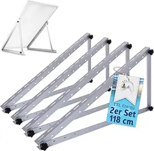 Solarmodul Halterung Alu 118 cm 46“ 4er Set 2 Paar - bis 600W - 0-90° Winkel ein
