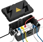 iwillink wasserdichte Kabelbox Outdoor - IP54 wasserdichte Box zur Sicherung von Steckdose, Timer, Plug und Verlängerungskabel Außen, Garten & für Lichtdekoration (32x 22x 13.5 cm) - Schwarz